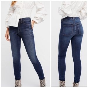 Free People Long & Lean High Rise Stretch Jeans Jeggings Dark Wash Women's 24